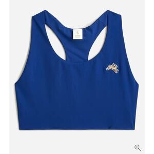 Tracksmith medium navy blue sports bra racer back embroidered